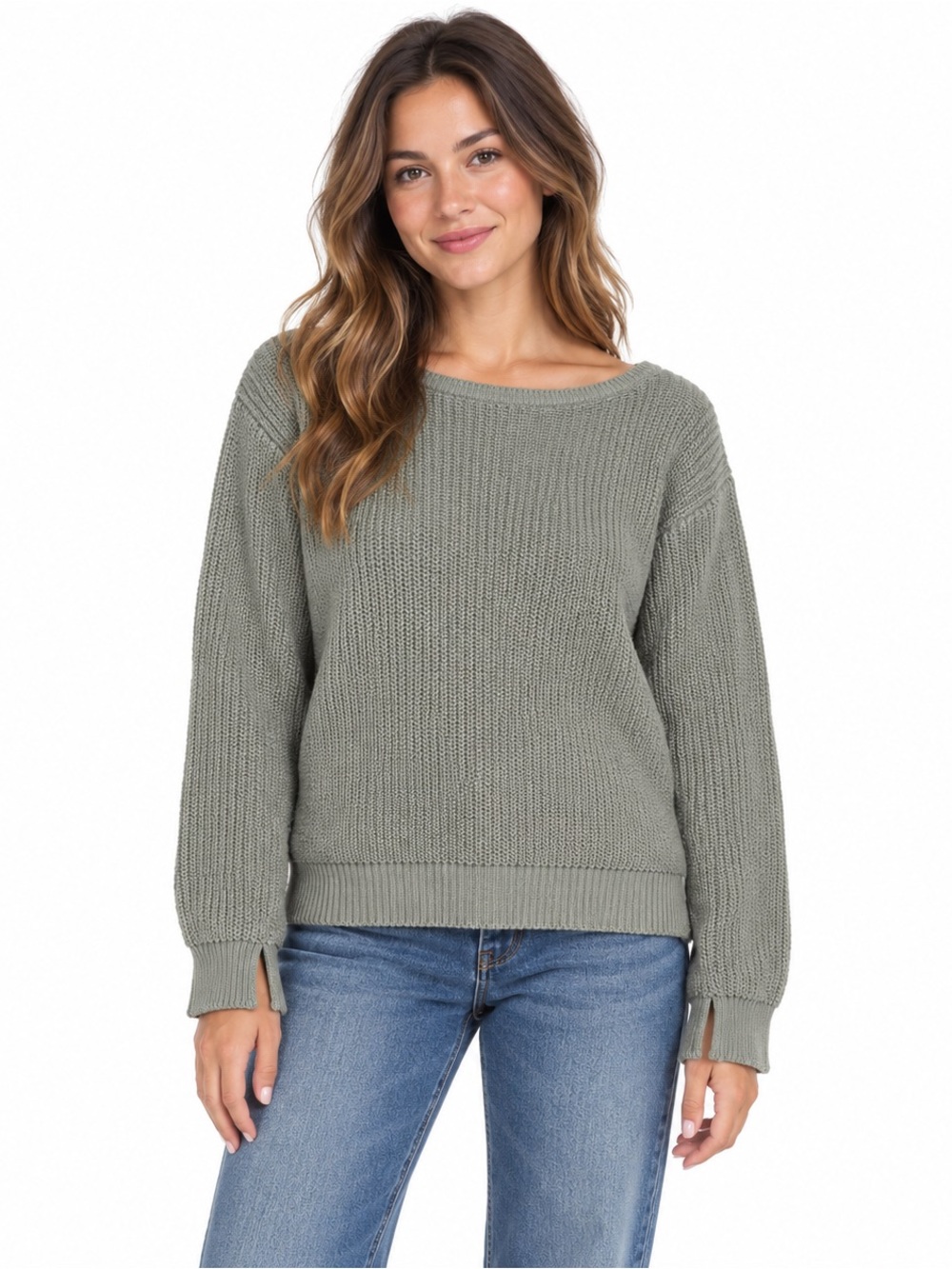 Pact Organic Cotton Chunky Knit Sweater Sage Gray Small